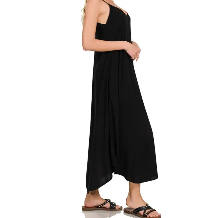 Classic Woven Arc Hem Cami Dress with Flowy Pockets