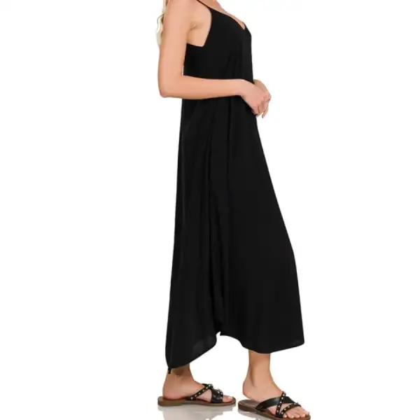 Classic Woven Arc Hem Cami Dress with Flowy Pockets