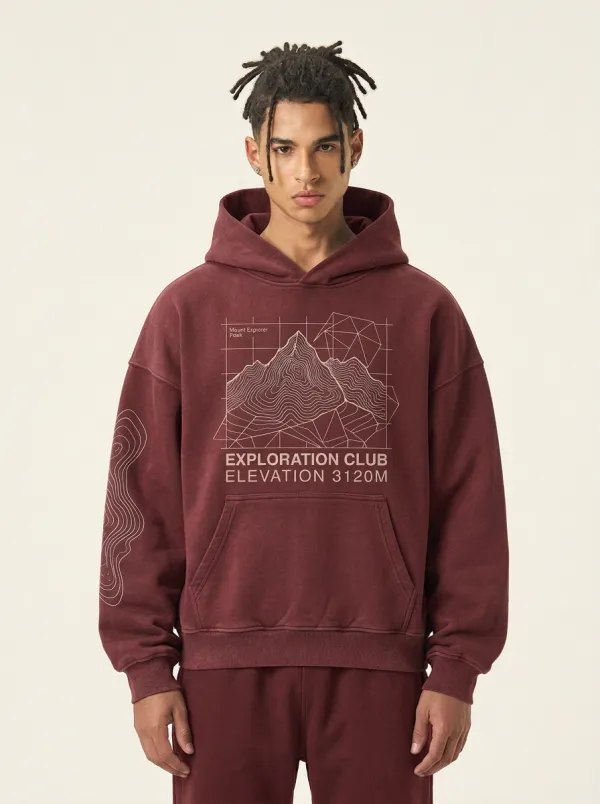Men's Mountain Explorer Topographic Graphic Hoodie
