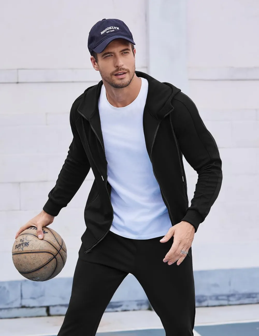 Mens with Zipper Pockets Full Zip Hoodie Sweatsuit