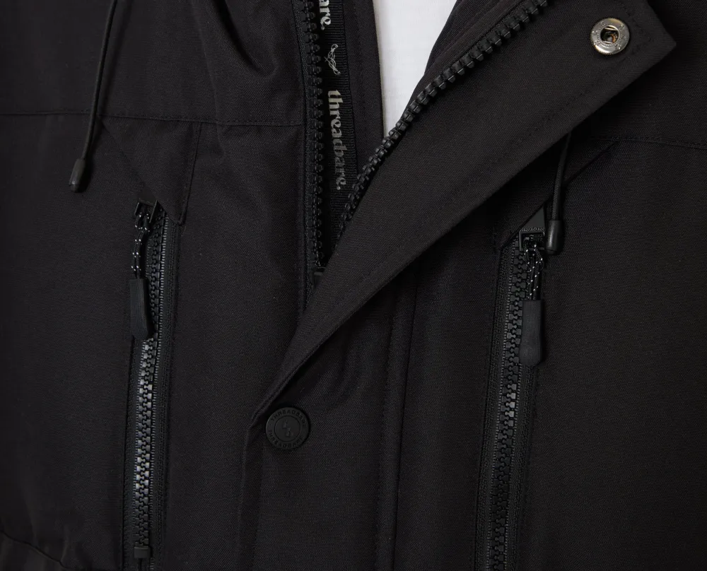 Men's Black Water-Resistant Longline Quilted Parka