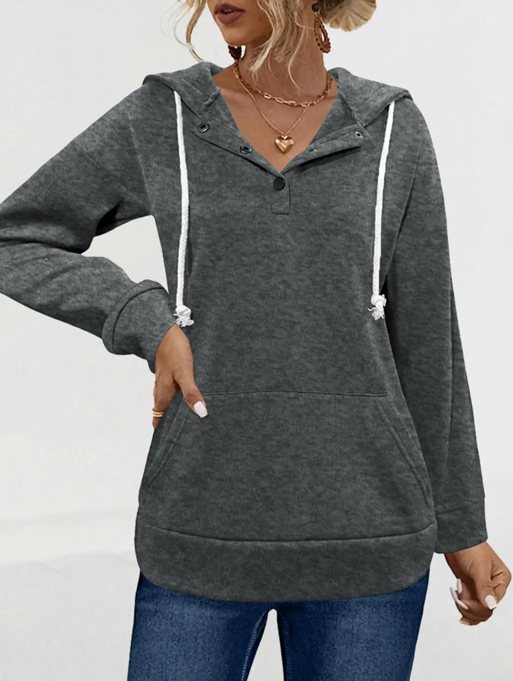 Hooded Drawstring Pocket Sweatshirt