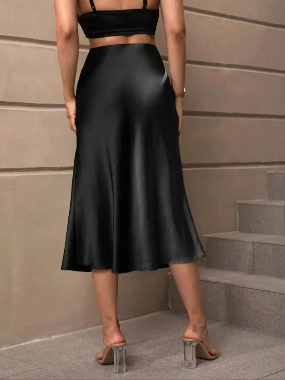 Simple Satin Midi Skirt
