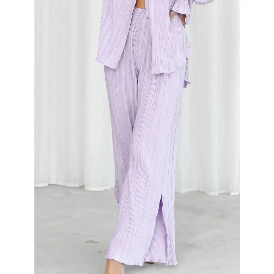 Button Up Long Sleeve Top and Pants Set