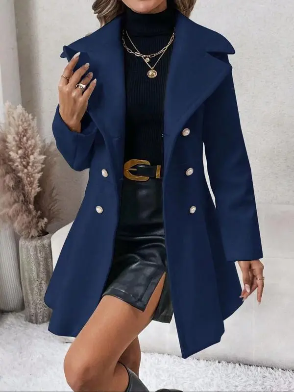 9-PACK Women's Solid Color Double Button Pocket Coat
