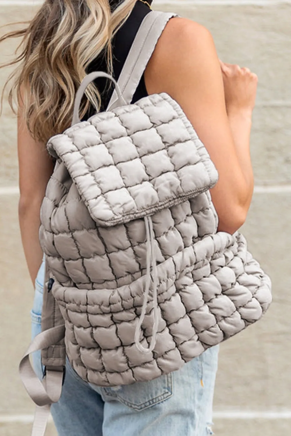 Quilted Puffer Flap Backpack