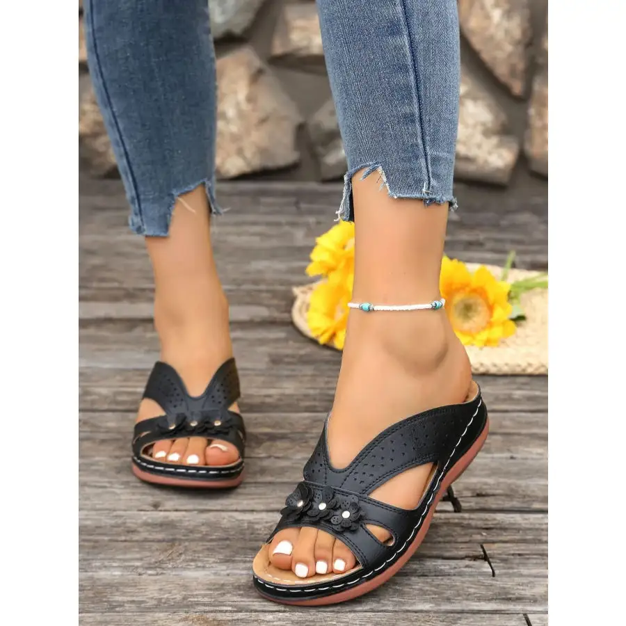 Flower Comfort Wedge Sandals