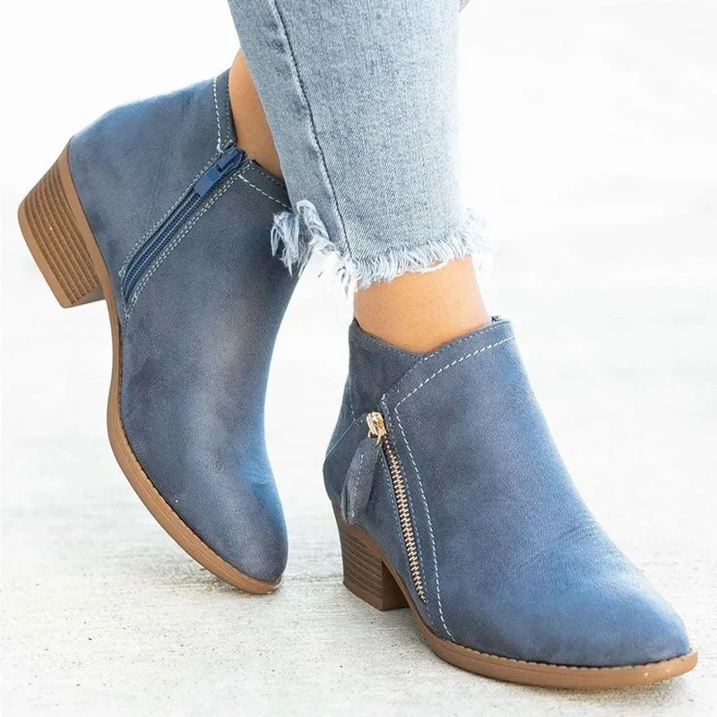 Women's Fashion Low Heel Ankle Boots