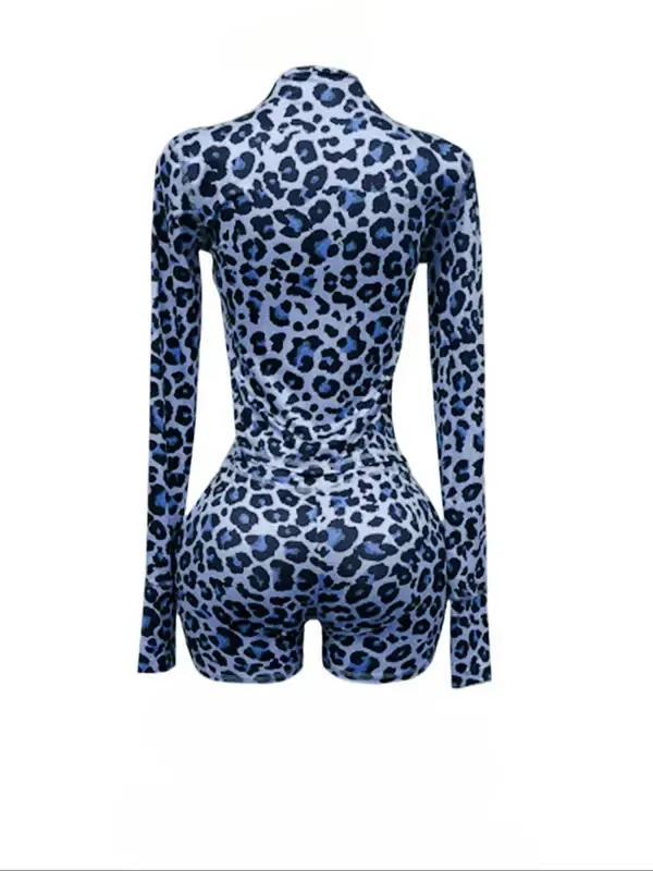 Women's Zipper Long-Sleeved Top and Shorts Set