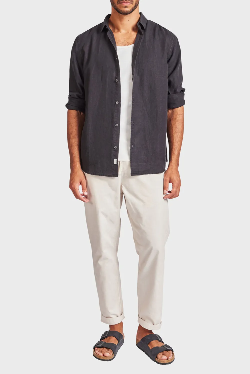 Linen Blend Straight Leg Trousers