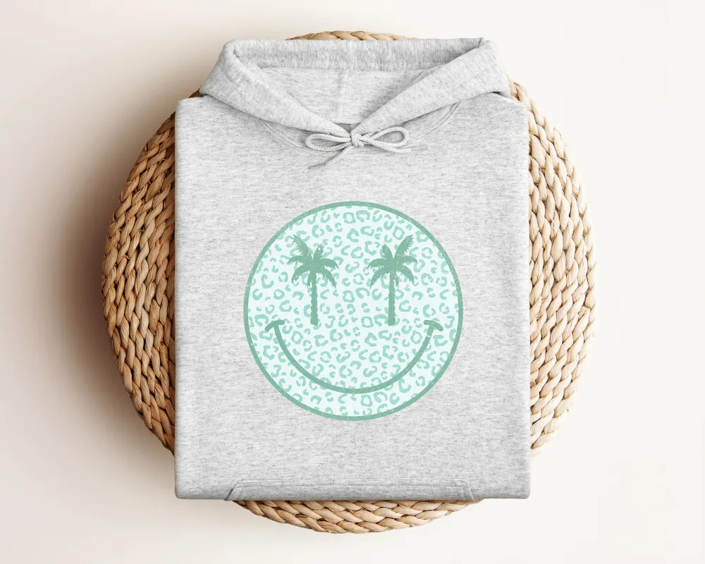 Palm Tree Smiley Graphic Pullover Hoodie