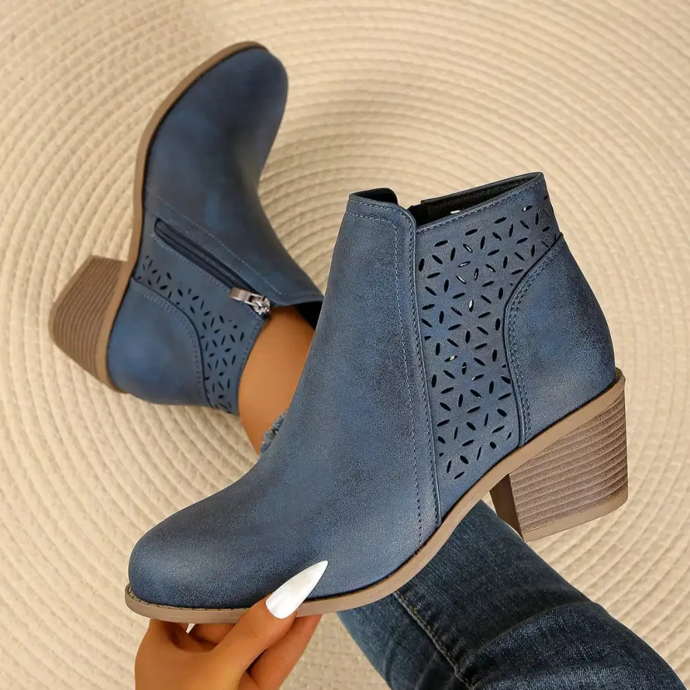 Casual Point Toe Block Heels Boots