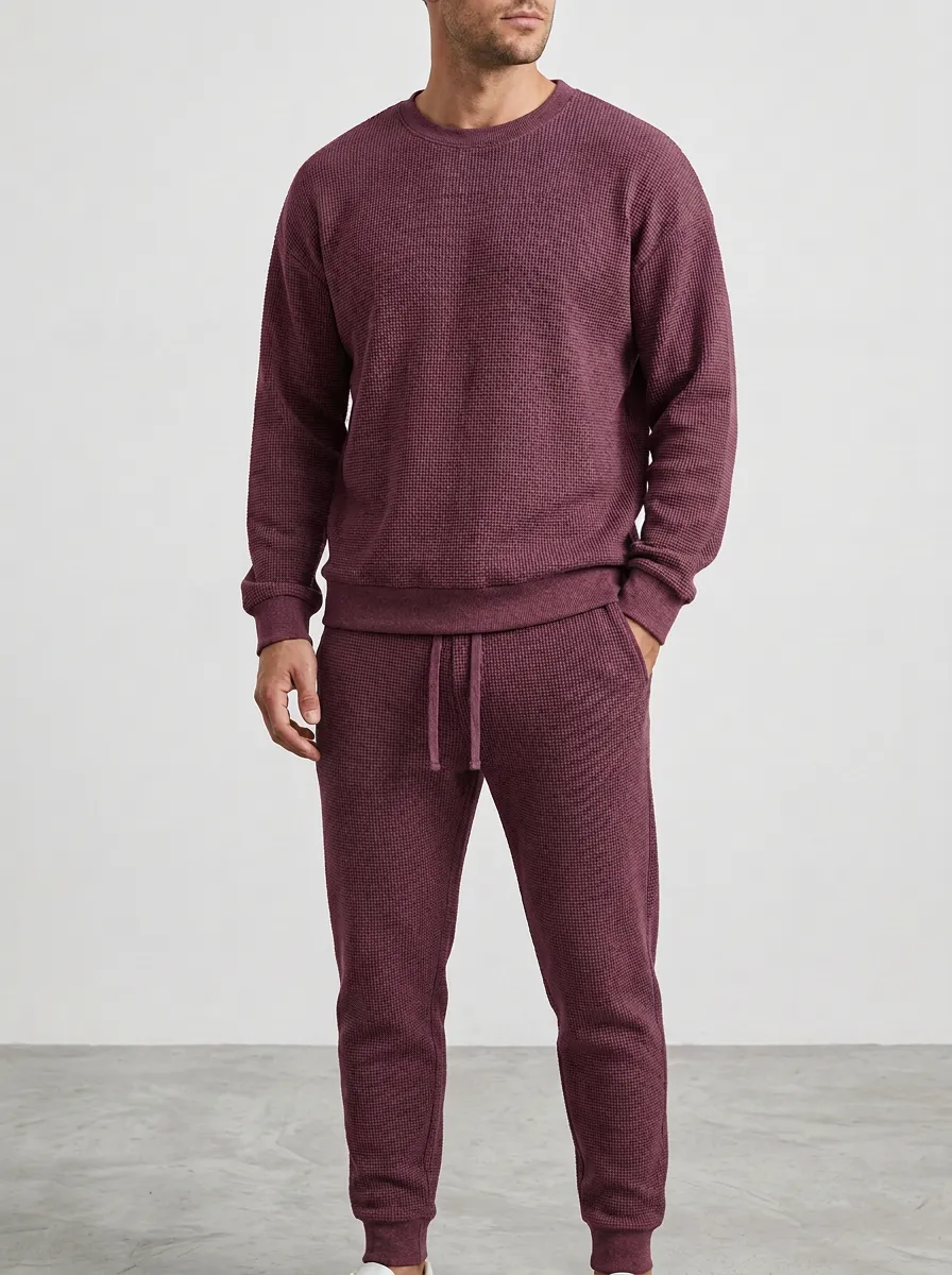 Refined Textured Men's Knit Sweater Tracksuit Set
