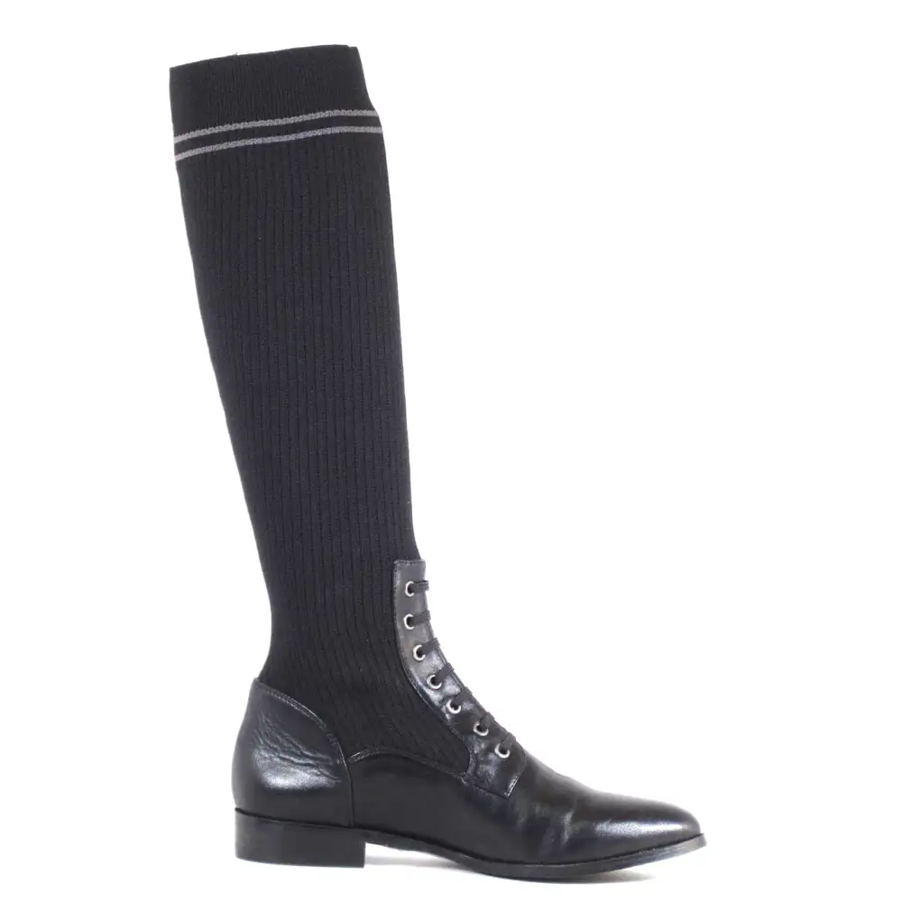 Lace Up Sock Stretch Knee High Boots