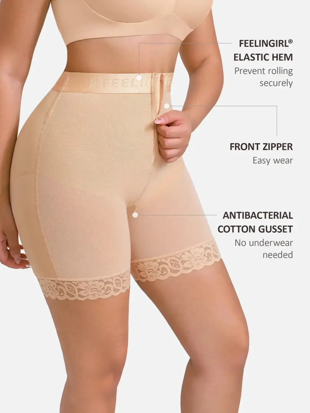 Front Zip Shaping Shorts