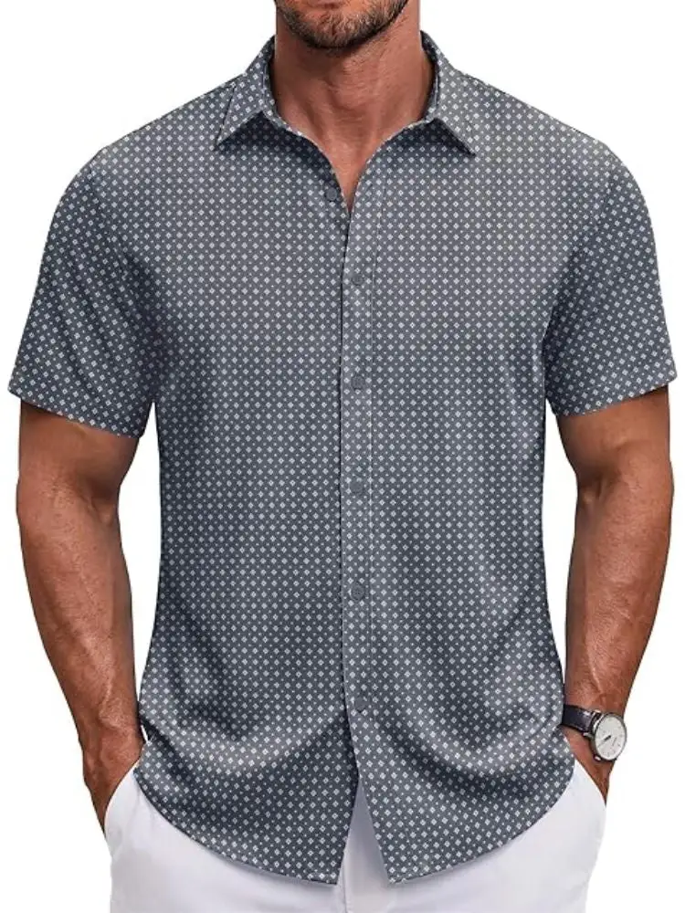 S Short Sleeve Casual Button-Down Shirt
