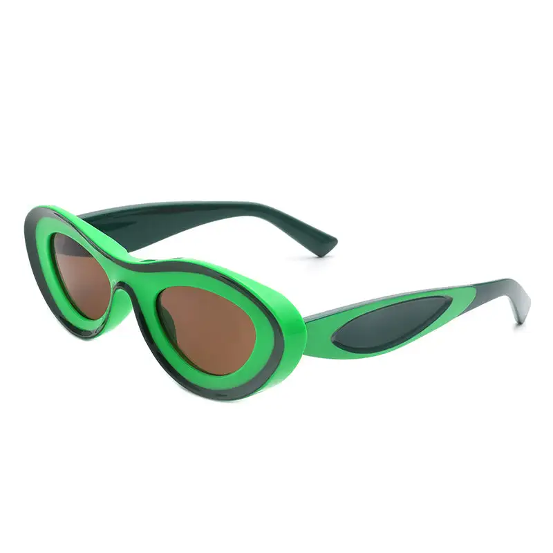 Slim Cat Eye Oval Frame Sunglasses