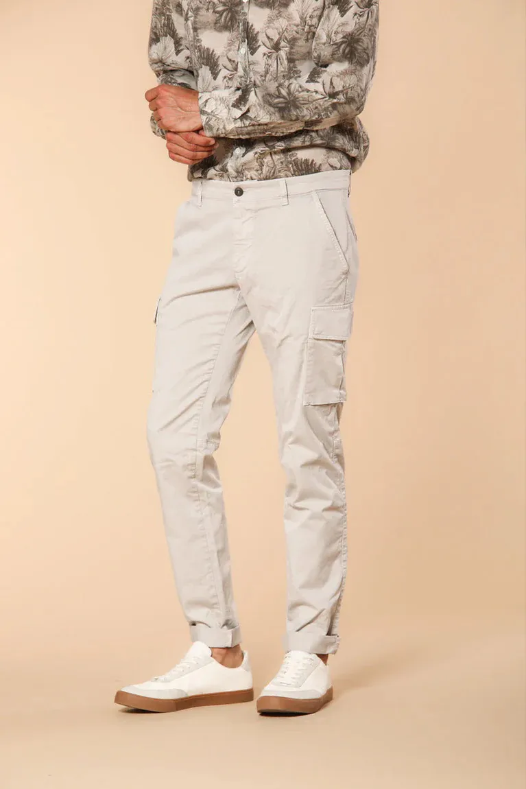 Men's Ice Gray Stretch Cotton Slim Fit Large Pocket Overalls