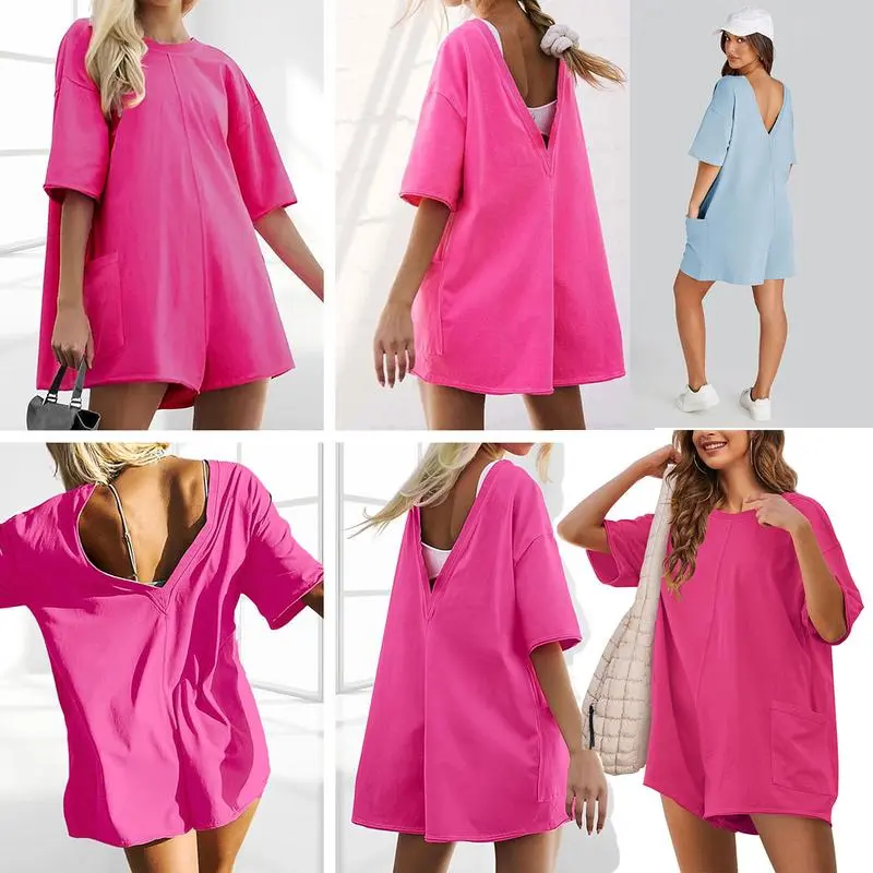 7PACK-Women'S Oversized Athletic Jumpsuit Casual Romper Overall