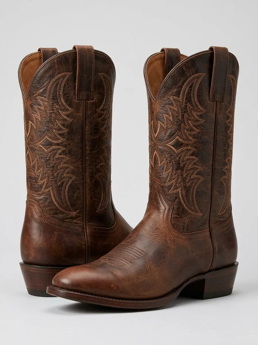 Men's Frontier Inspired Western Cowboy Embroidered Cowboy Boots