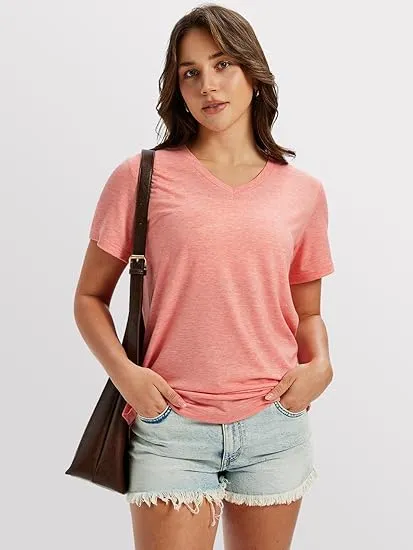 Women'S Casual V-Neck Short-Sleeve T-Shirt - Four-Piece Set