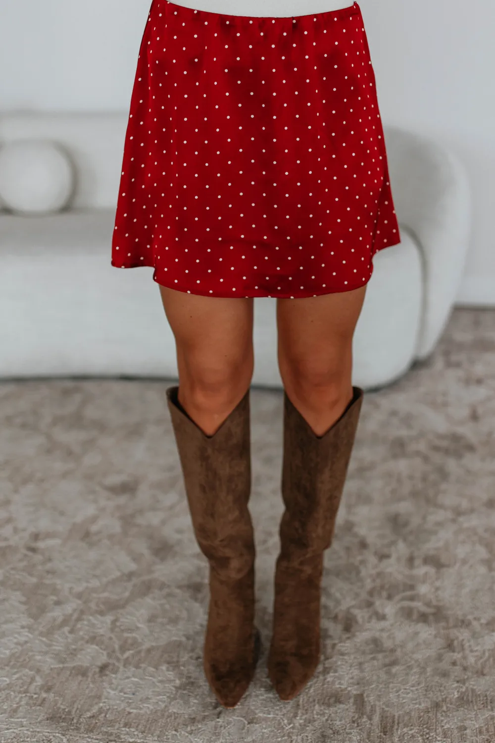 Polka Dot Satin Mini Skirt