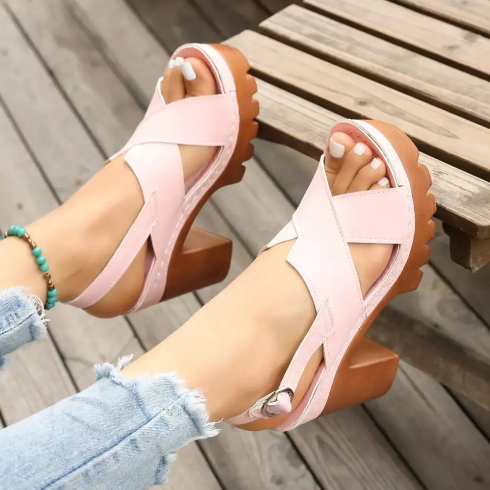 Soft Open Toe Block Heel Sandals