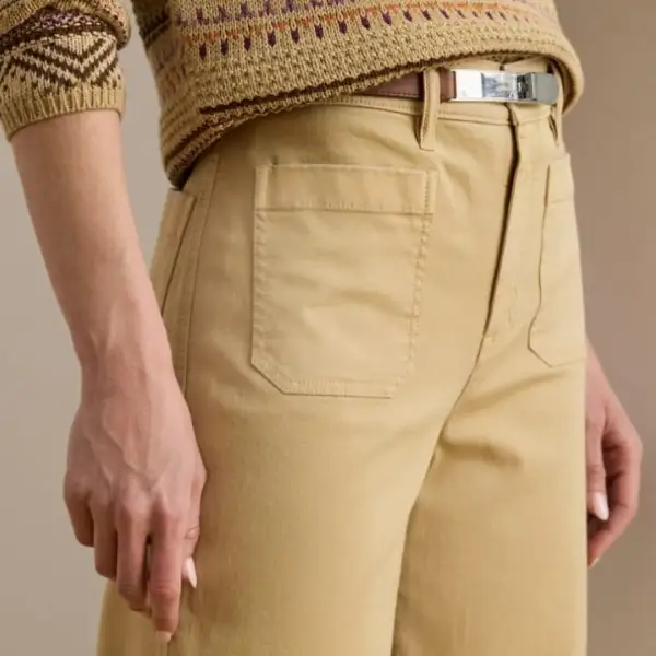 Wide-Leg Cropped Chino Women's Trousers