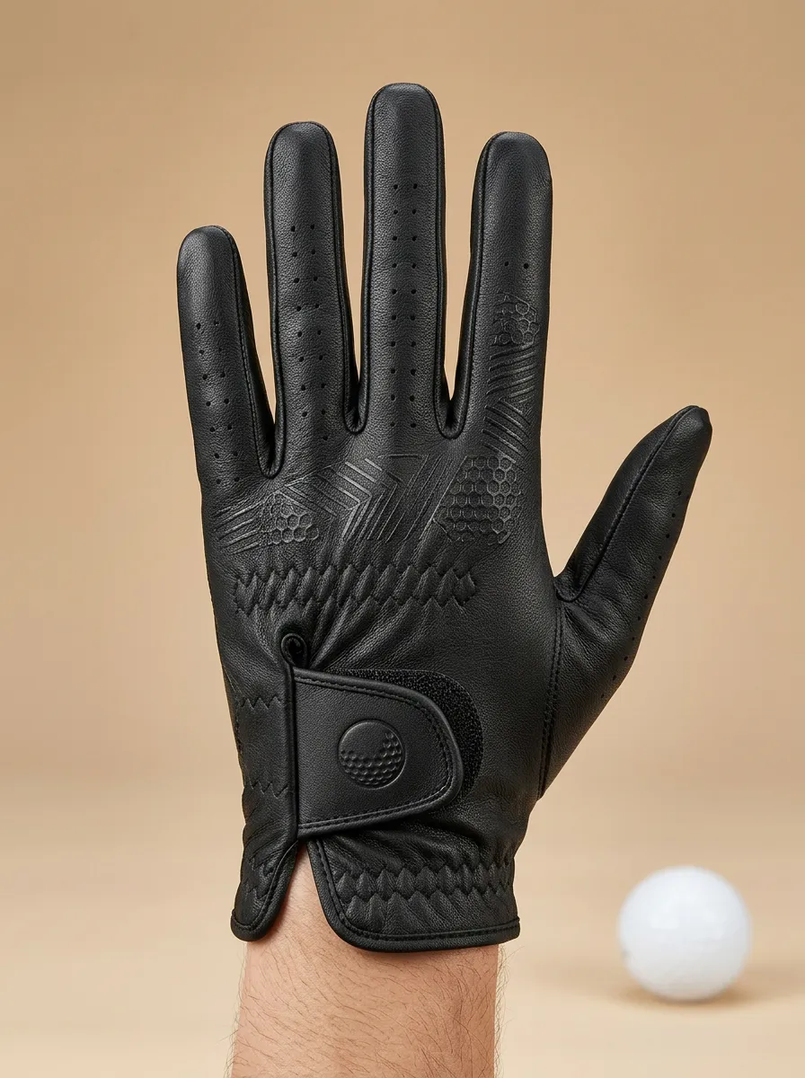 Performance Embossed Geometric Leather Golf Glove