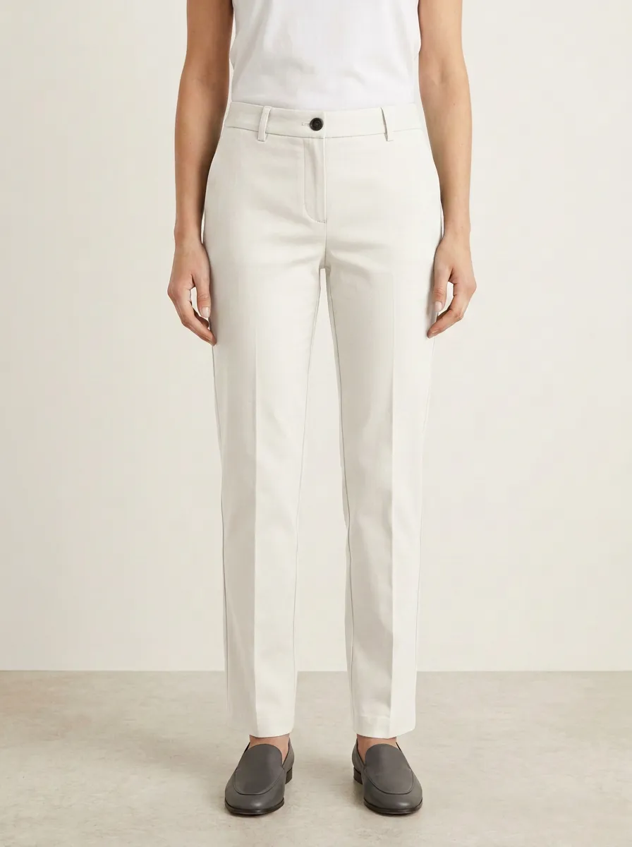 Tailored-Look Straight-Leg Casual Mid-Rise Straight Leg Trousers