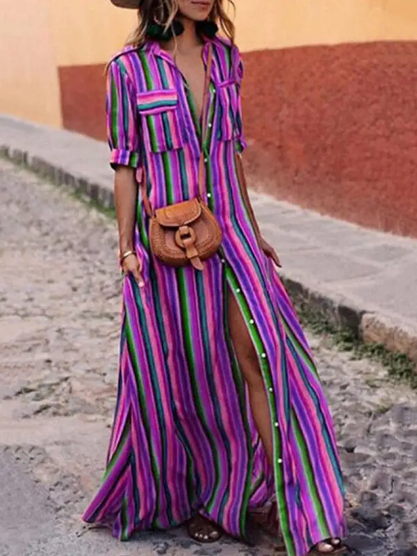 Sleeves Long Shirt Maxi Dress