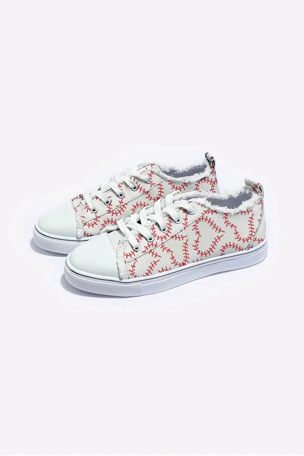 Baseball Stitch Frayed Canvas Sneakers