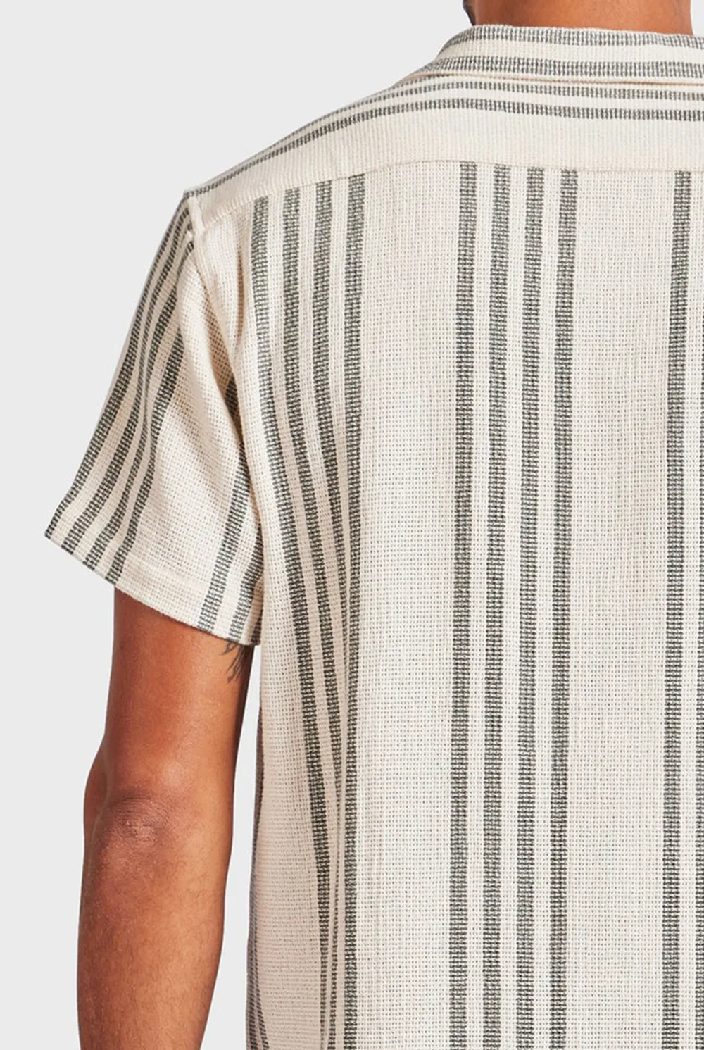 Striped Linen Short Sleeve Shirt-Seasponge