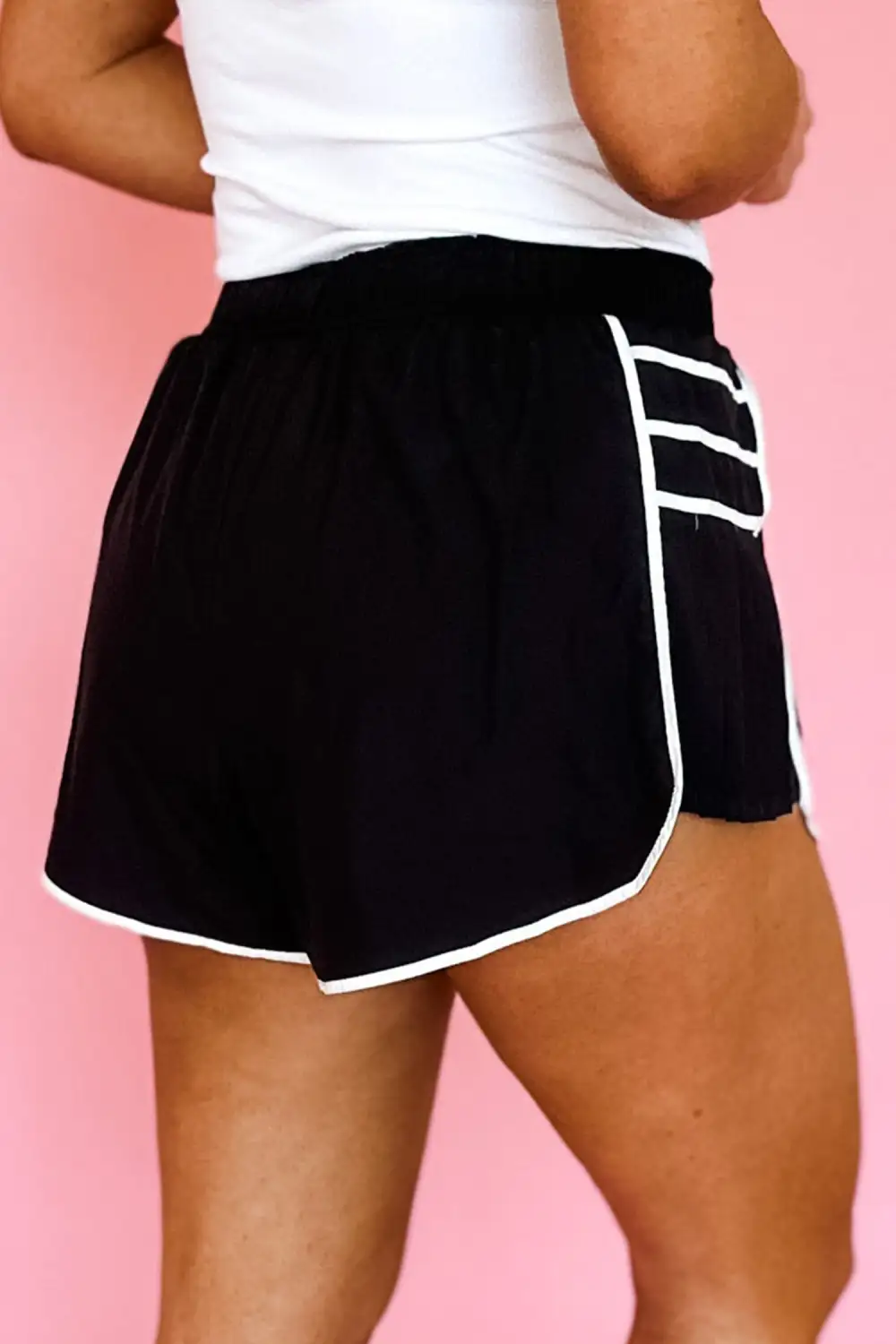 Cotton Elastic Waist Pleated Active Shorts