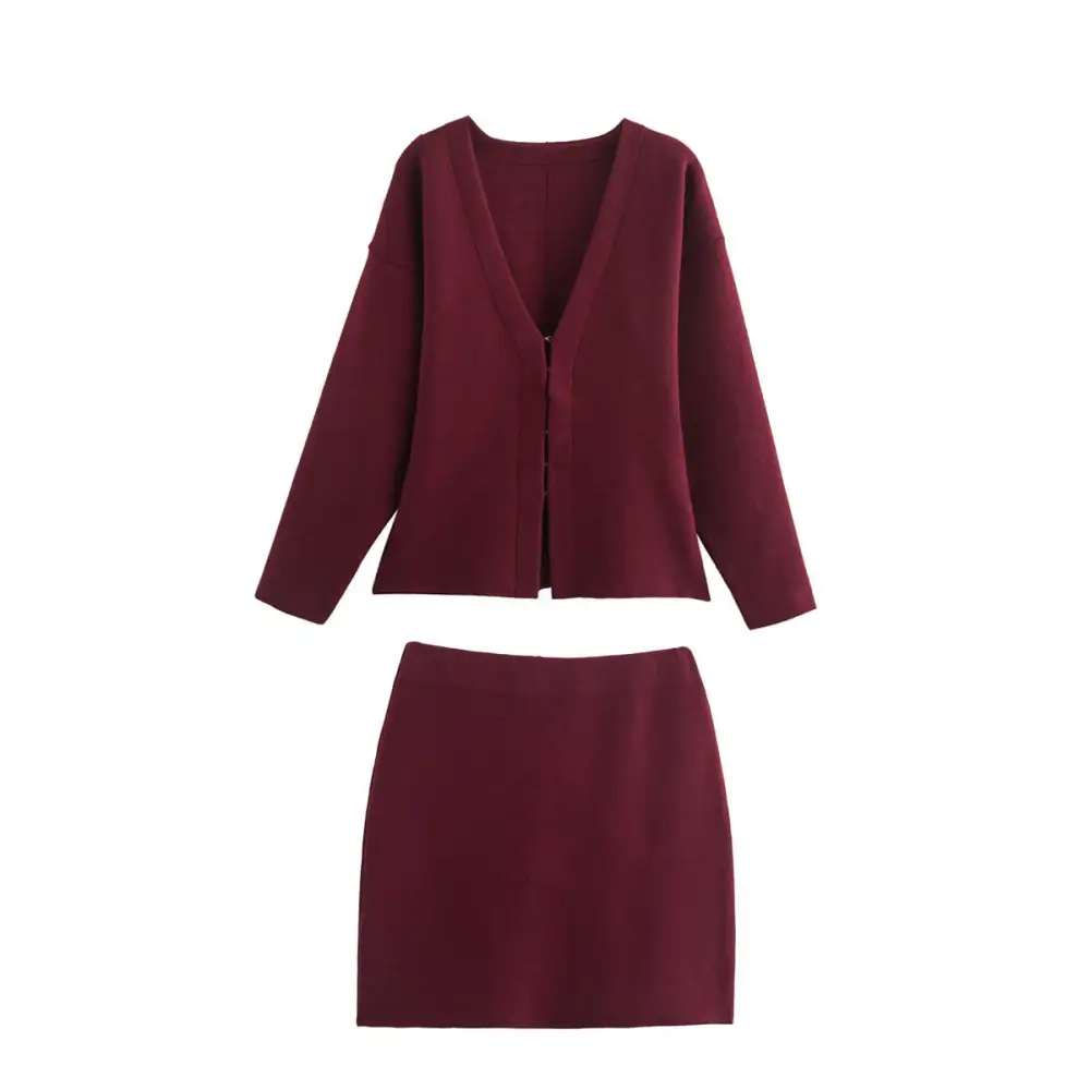 Knit Jacket And Skirt Set