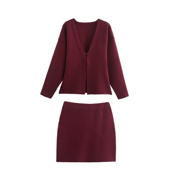 Knit Jacket And Skirt Set