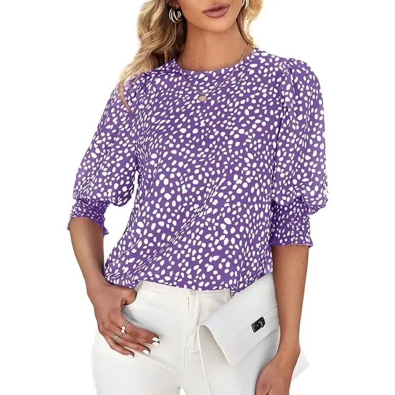 Women's Polka Dot 3/4 Sleeve Blouse