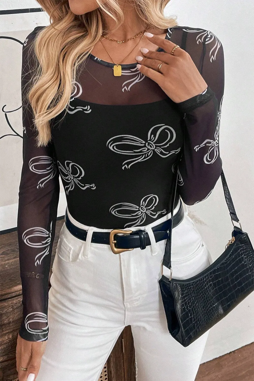 Mesh Long Sleeve Top