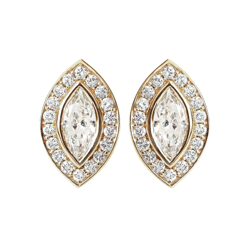 Marquise Diamond Halo Stud Earrings