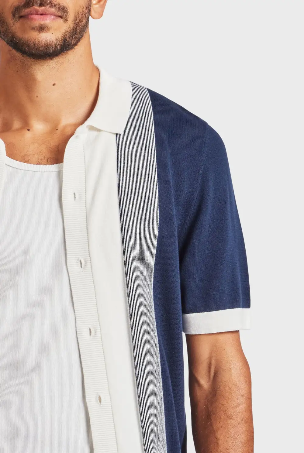 Stripe Knit Short Sleeve Shirt