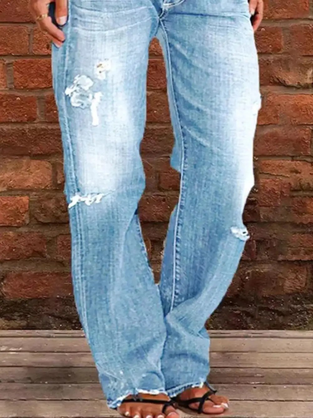 Balanced Raw Hem Distressed Denim Jeans