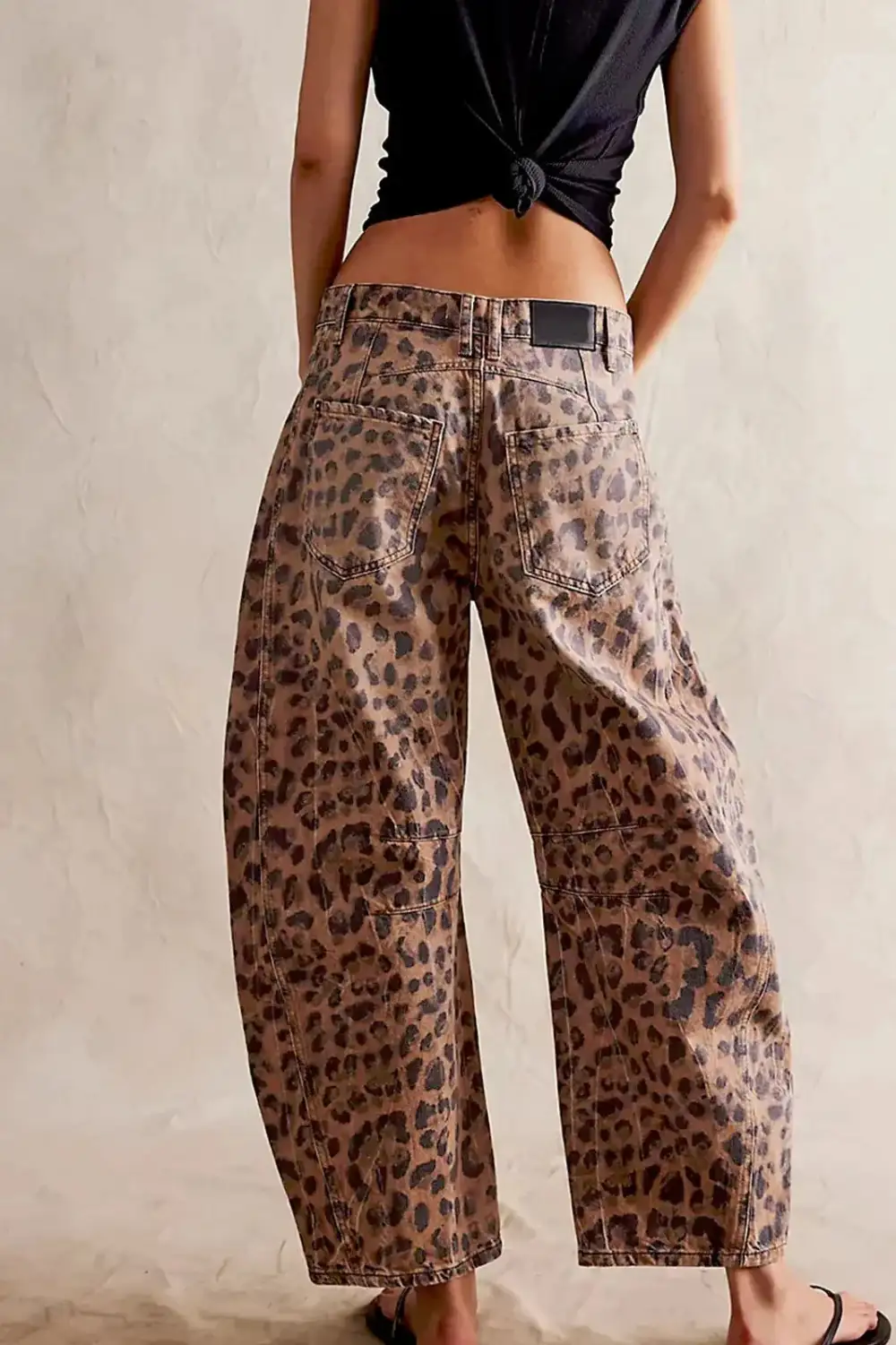 Leopard-Print Mid-Rise Relaxed Jeans