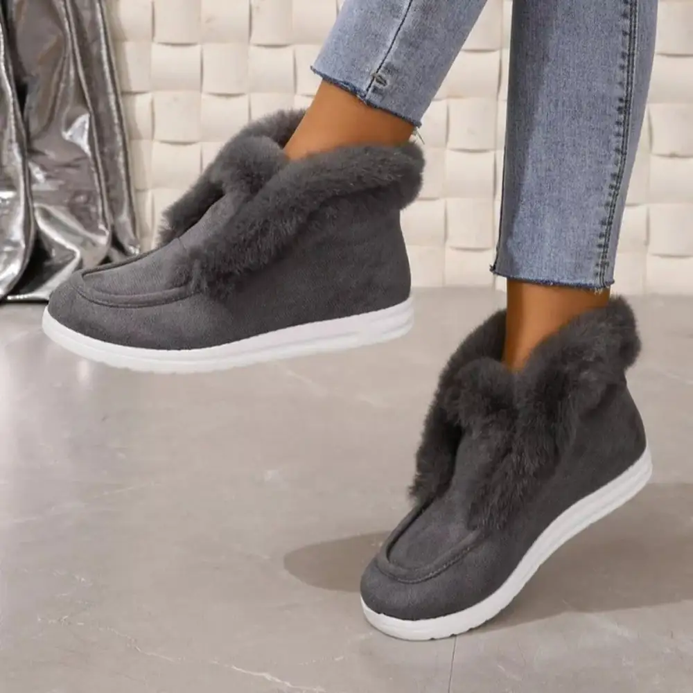 Cozy Fuzzy Trim Ankle Boots