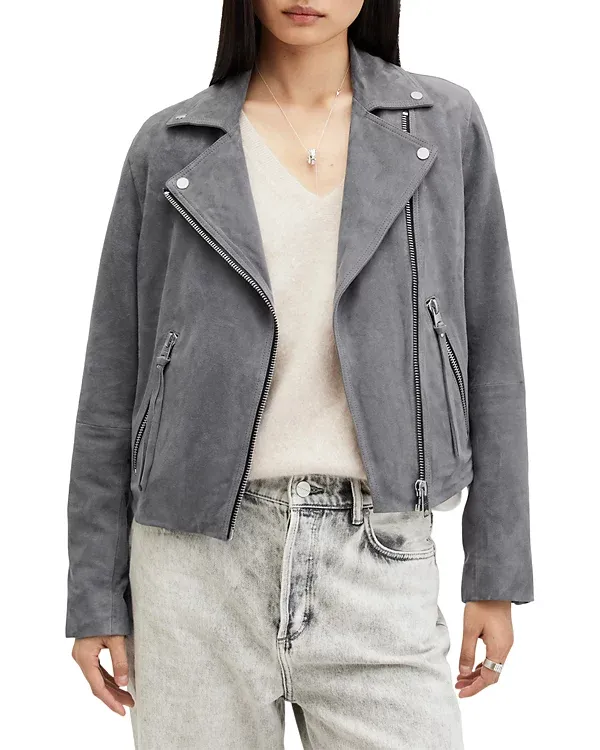 Grey Long Sleeves Biker Jacket