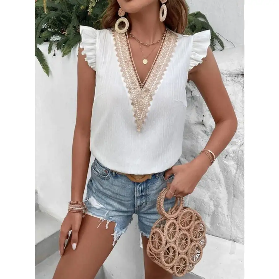 V-Neck Ruffled Tank Top
