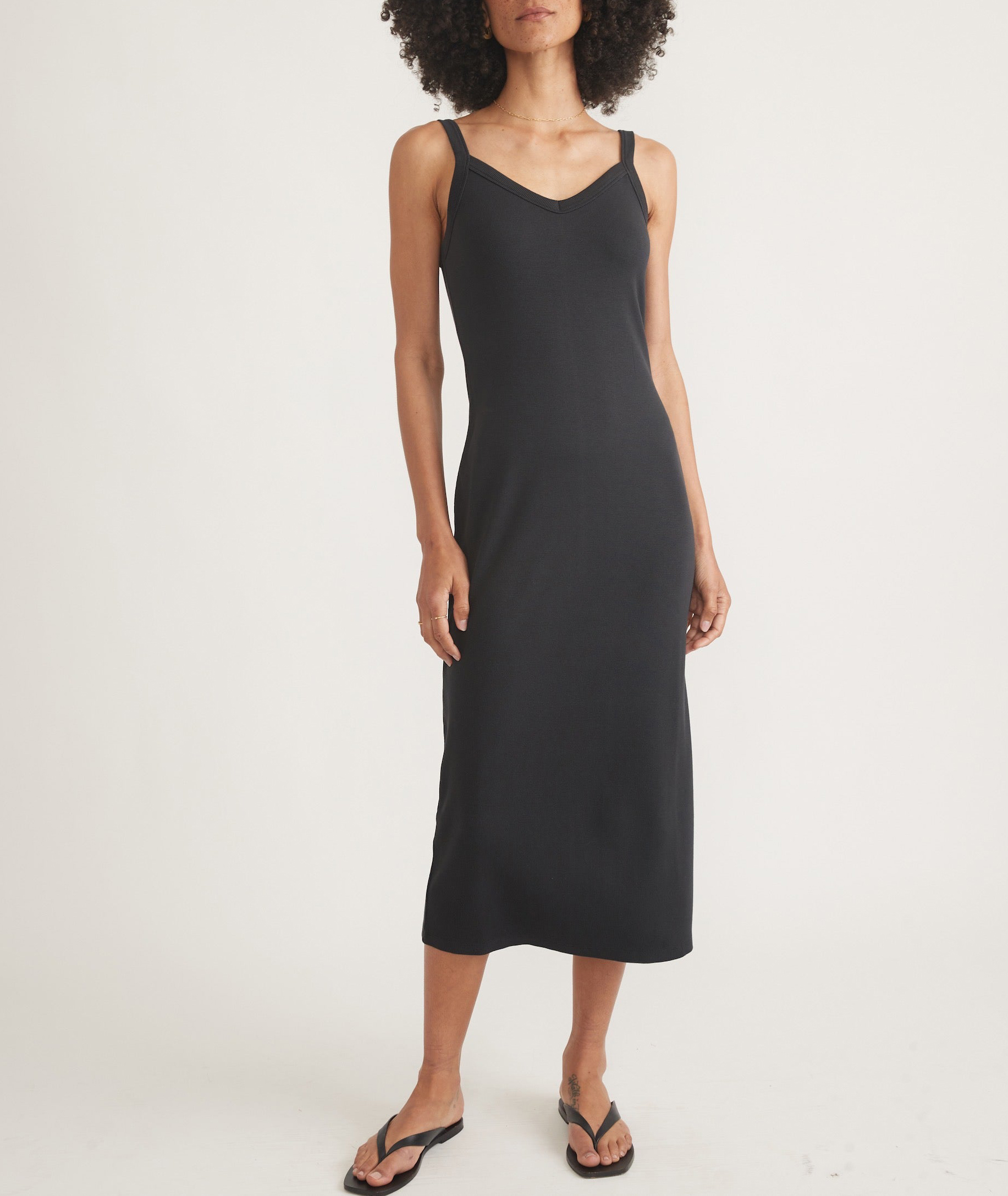 Black Sleeveless Simple Midi Dress