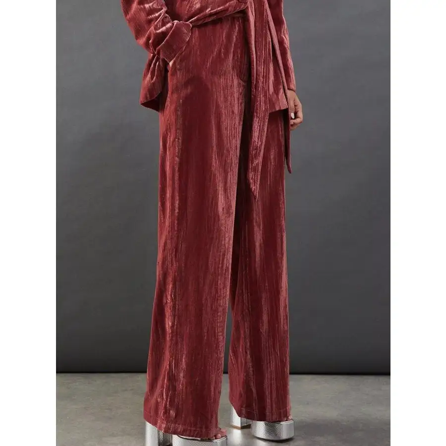 Velvet Lapel Collar Blazer and Pants Set