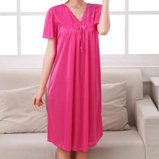 Pleated Short Sleeve Nightgown