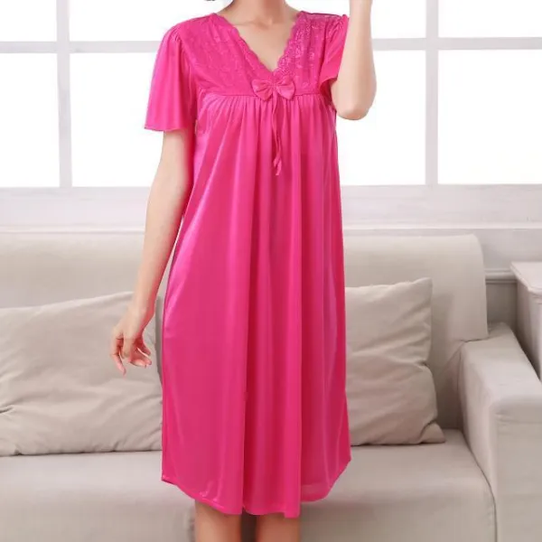 Pleated Short Sleeve Nightgown