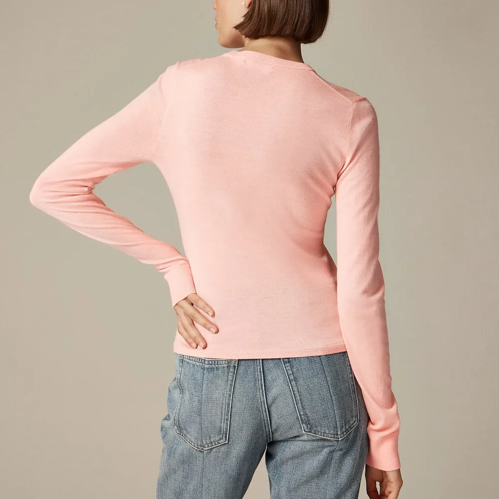 Ribbed Cashmere Solid Color Short Crew Neck Sweater